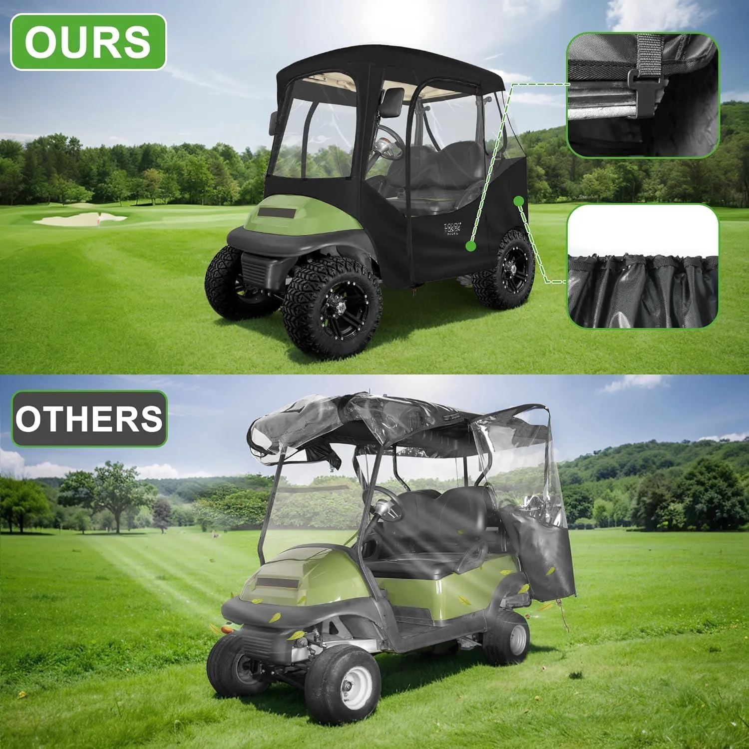 2 Passenger Golf Cart Cover & Enclosure Waterproof for Club Car  DS Precedent - 10L0L