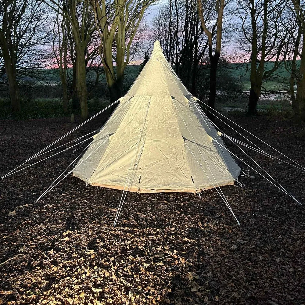 4m Tipi Tent Fireproof With Stove Hole & Flap