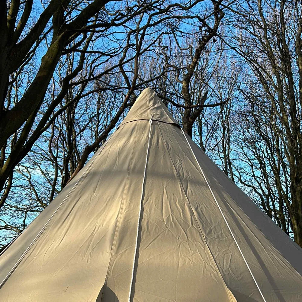 4m Tipi Tent Fireproof With Stove Hole & Flap