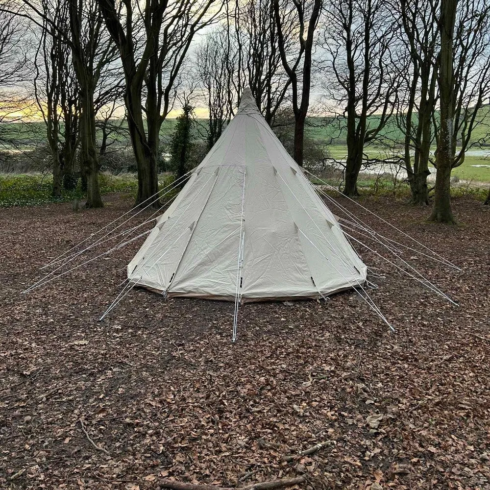 4m Tipi Tent Fireproof With Stove Hole & Flap