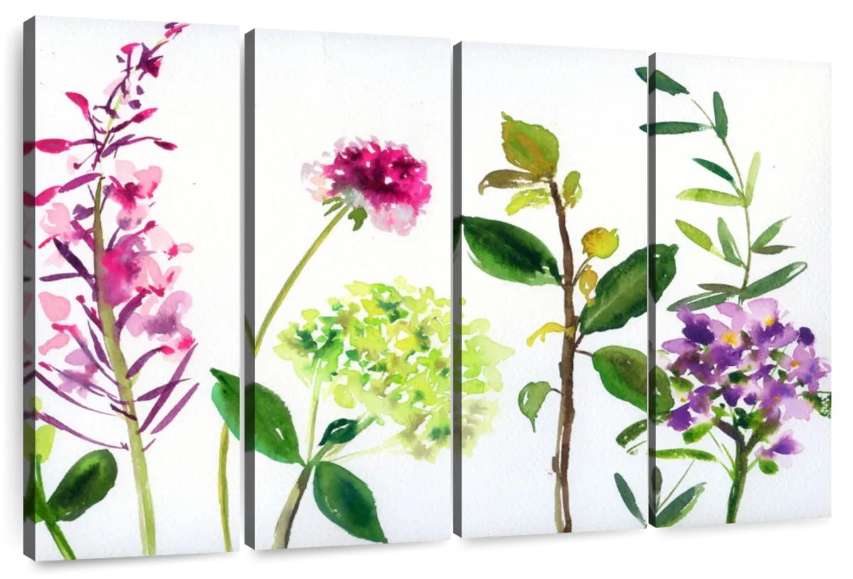 7 Branches - Flowers And Leaves Wall Art