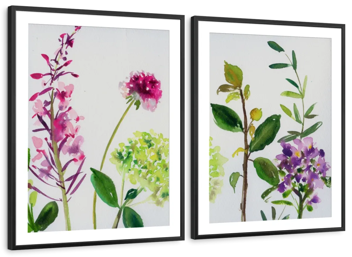 7 Branches - Flowers And Leaves Wall Art