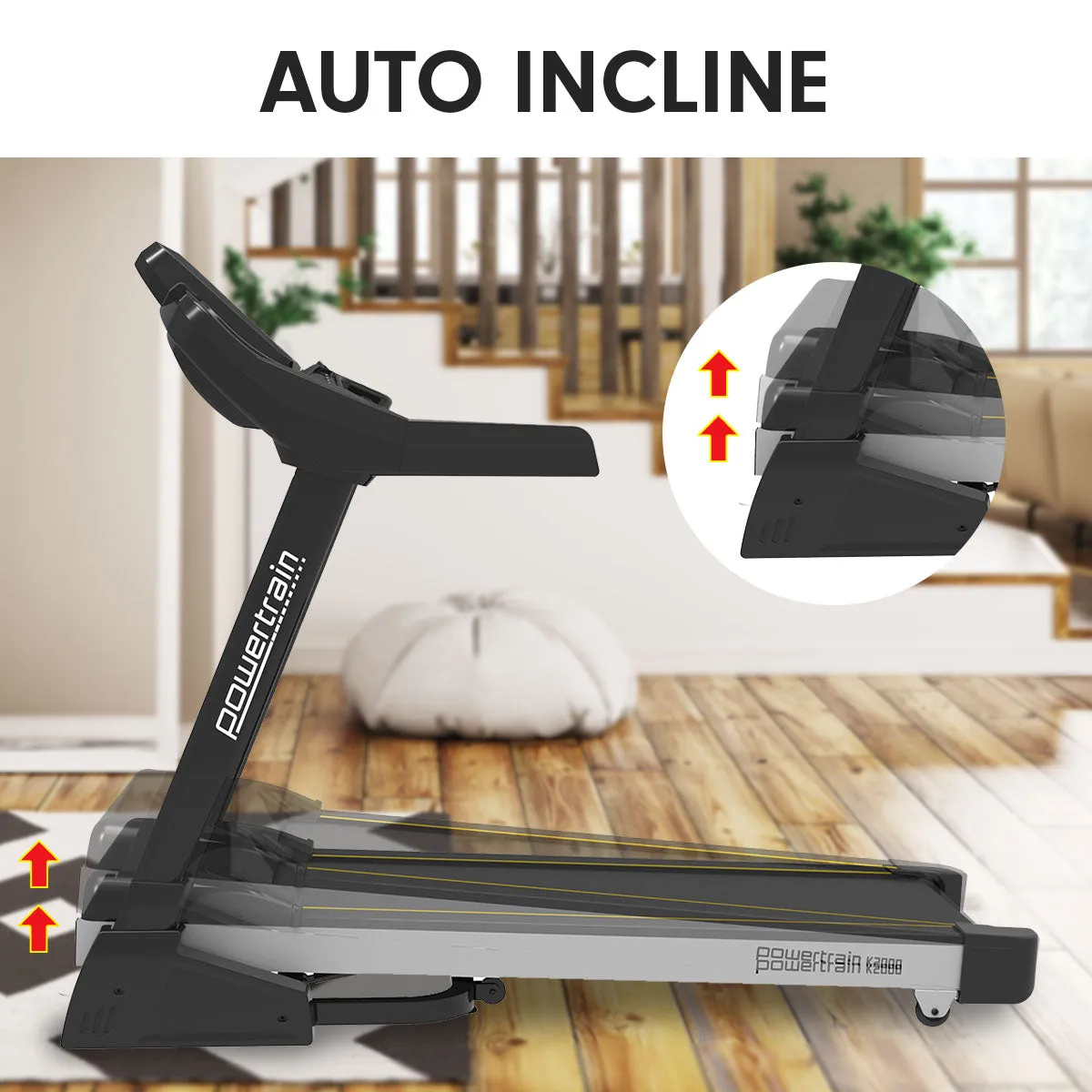 Auto-Incline Foldable Treadmill w/ Fan, 12 Programs - Powertrain