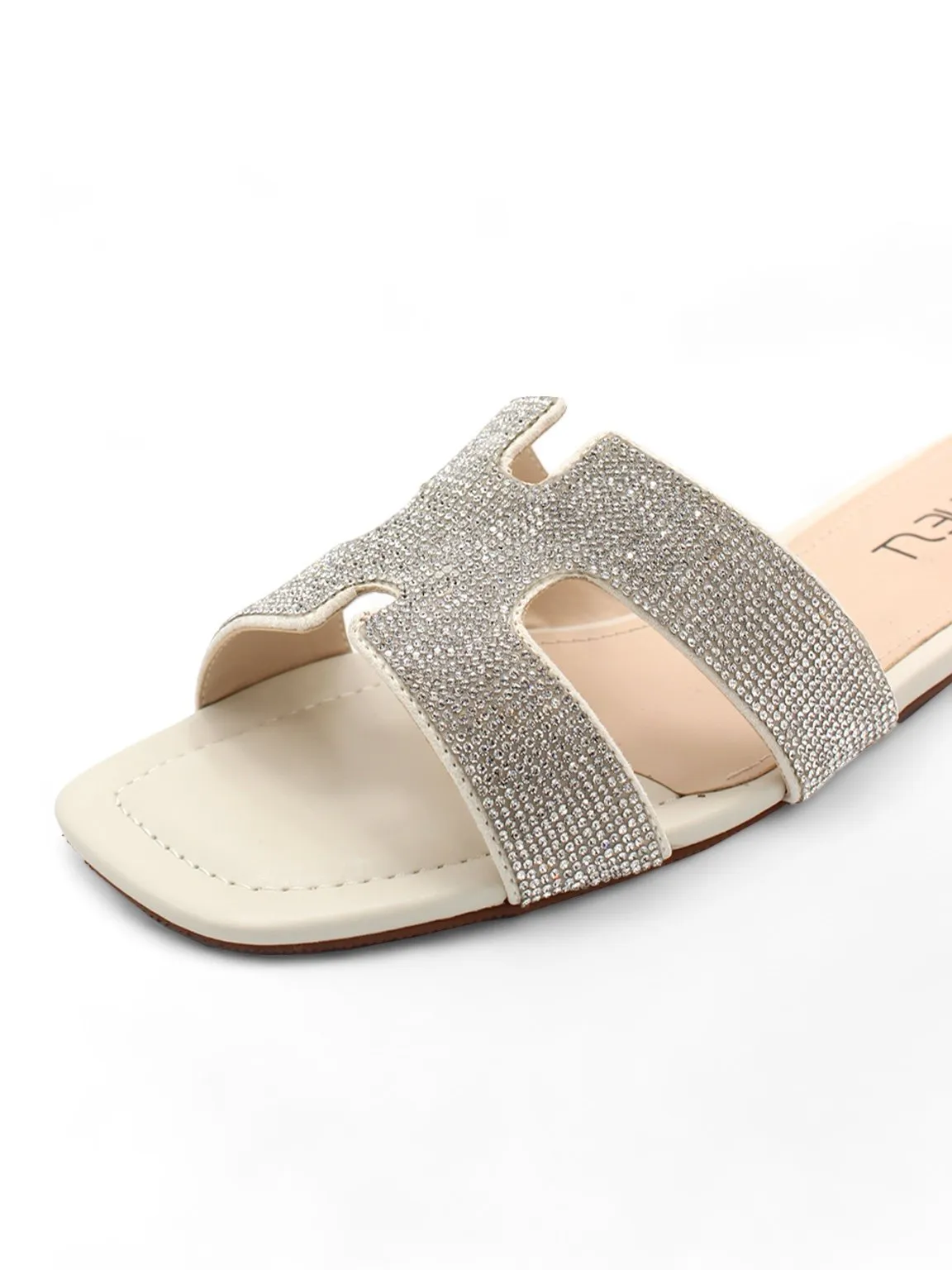 Bella H Diamante Flat Sandals