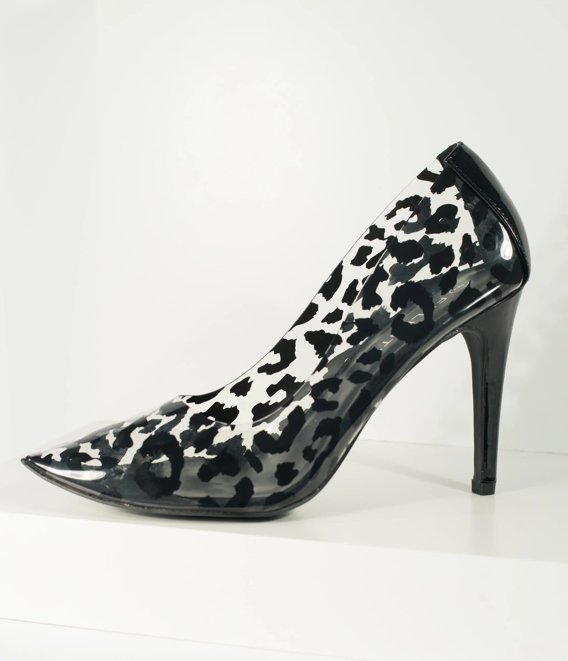 Black & Clear Leopard High Heel Pumps