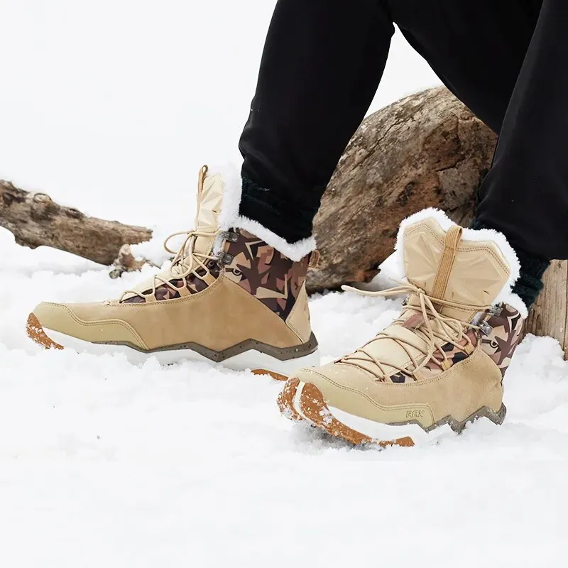 Winter Snow Boots Men Women Fleece Warm Hiking Boots Outdoor Sports Sneakers Mountain Shoes Trekking Snowproof Walking Boots