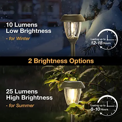 XMCOSY  Solar Lights for Outside - 6 Pack Outdoor Waterproof, Auto On/Off Powered, 10/25 Lumens Glass LED Yard Garden Pathway Walkway Driveway (Warm White)