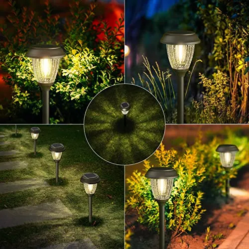 XMCOSY  Solar Lights for Outside - 6 Pack Outdoor Waterproof, Auto On/Off Powered, 10/25 Lumens Glass LED Yard Garden Pathway Walkway Driveway (Warm White)